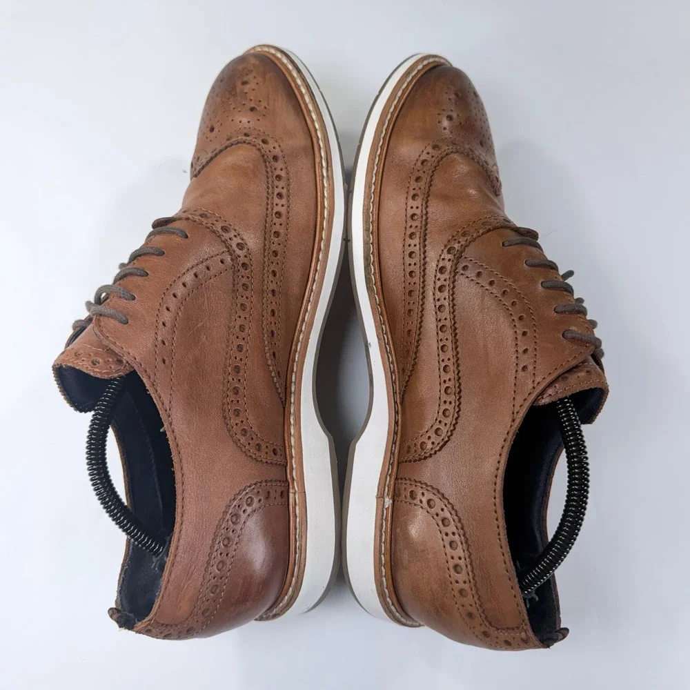 Cole Haan Grand OS Morris Oxford Shoe Men 9.5 Brown Leather Wingtip Dress Preppy